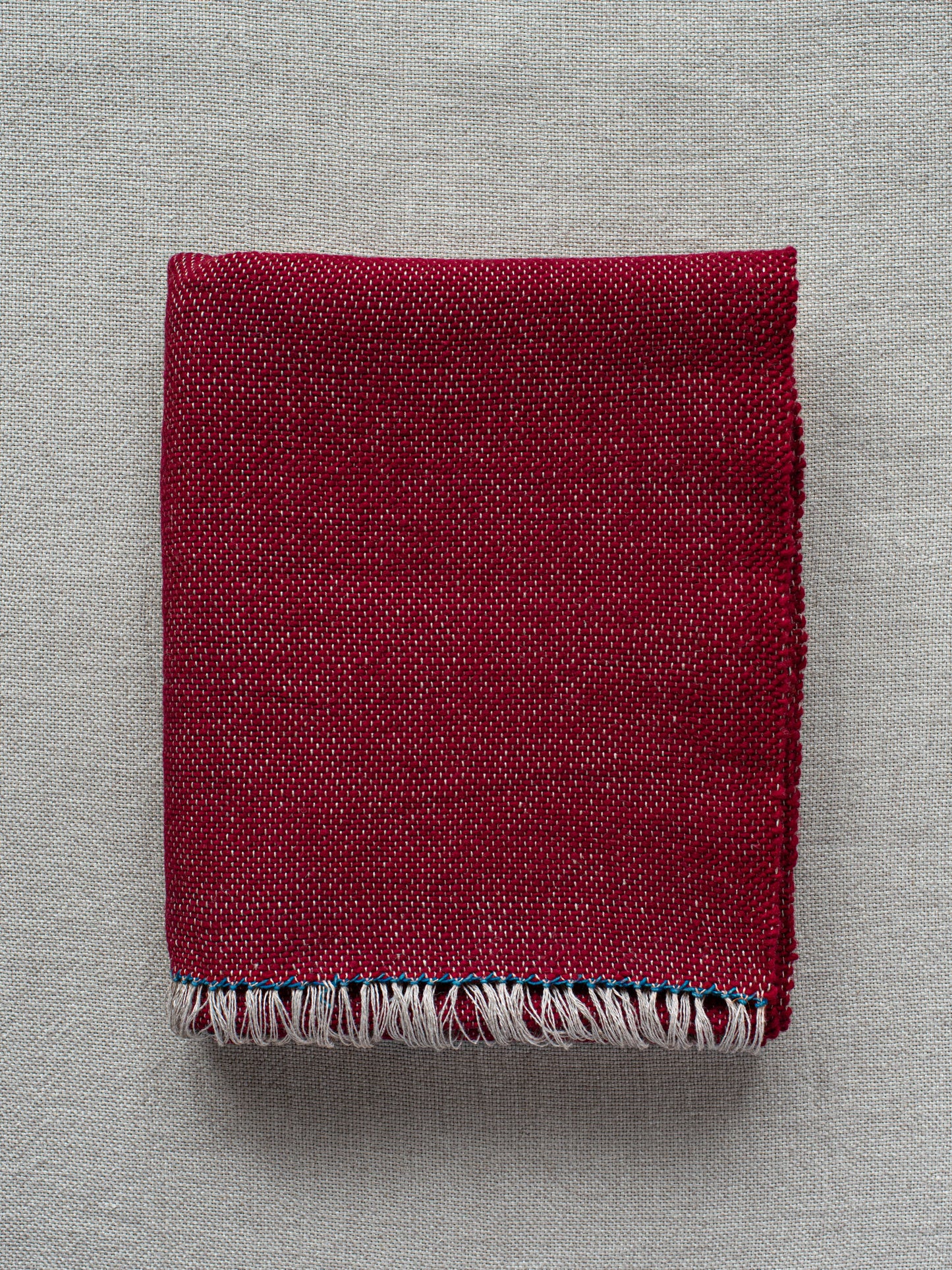 Natural Dye Shawl - Cochineal & Indigo Trim