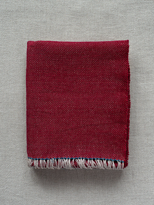 Natural Dye Shawl - Cochineal & Indigo Trim