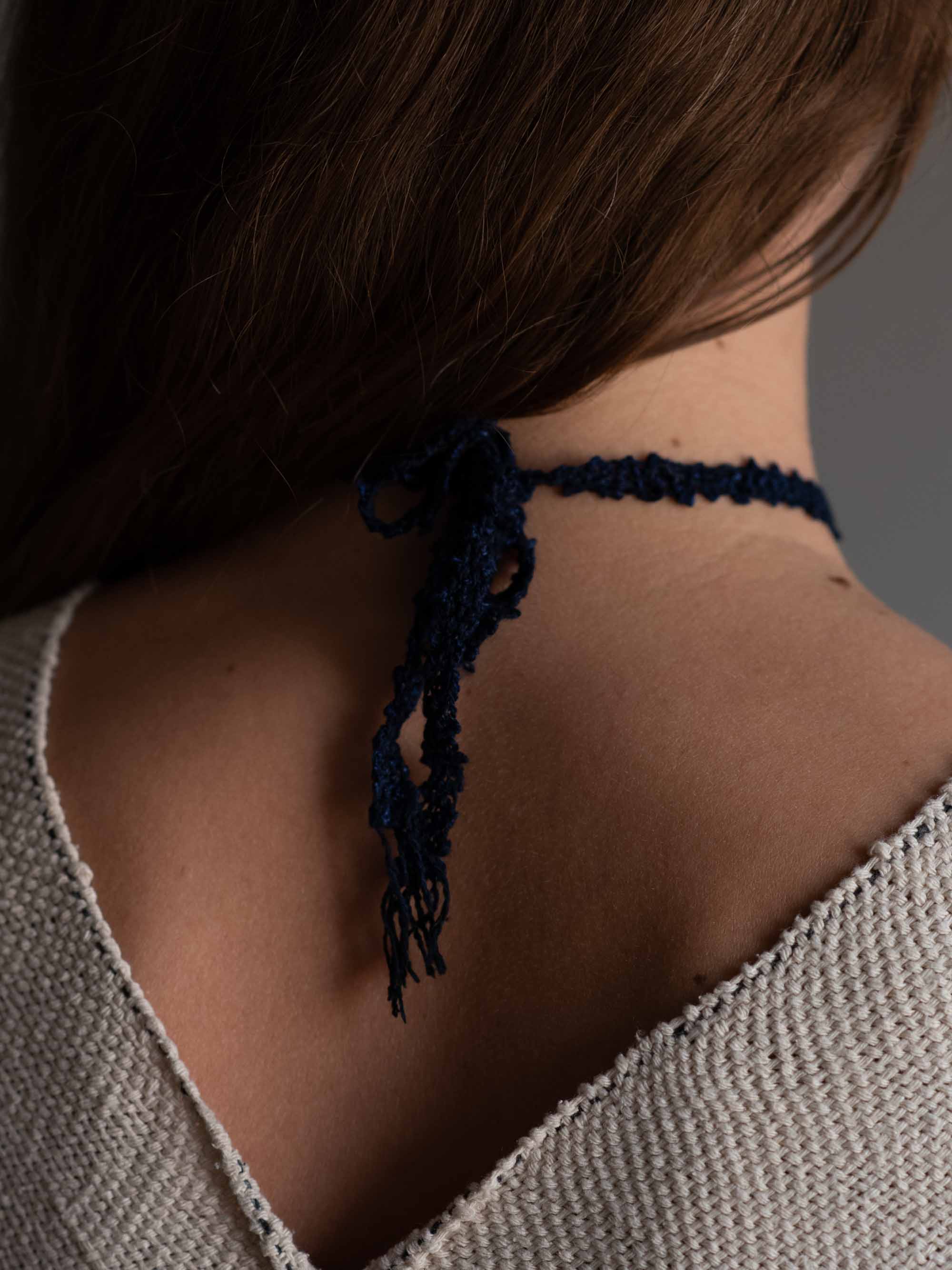 Single Drop Necklace - Indigo