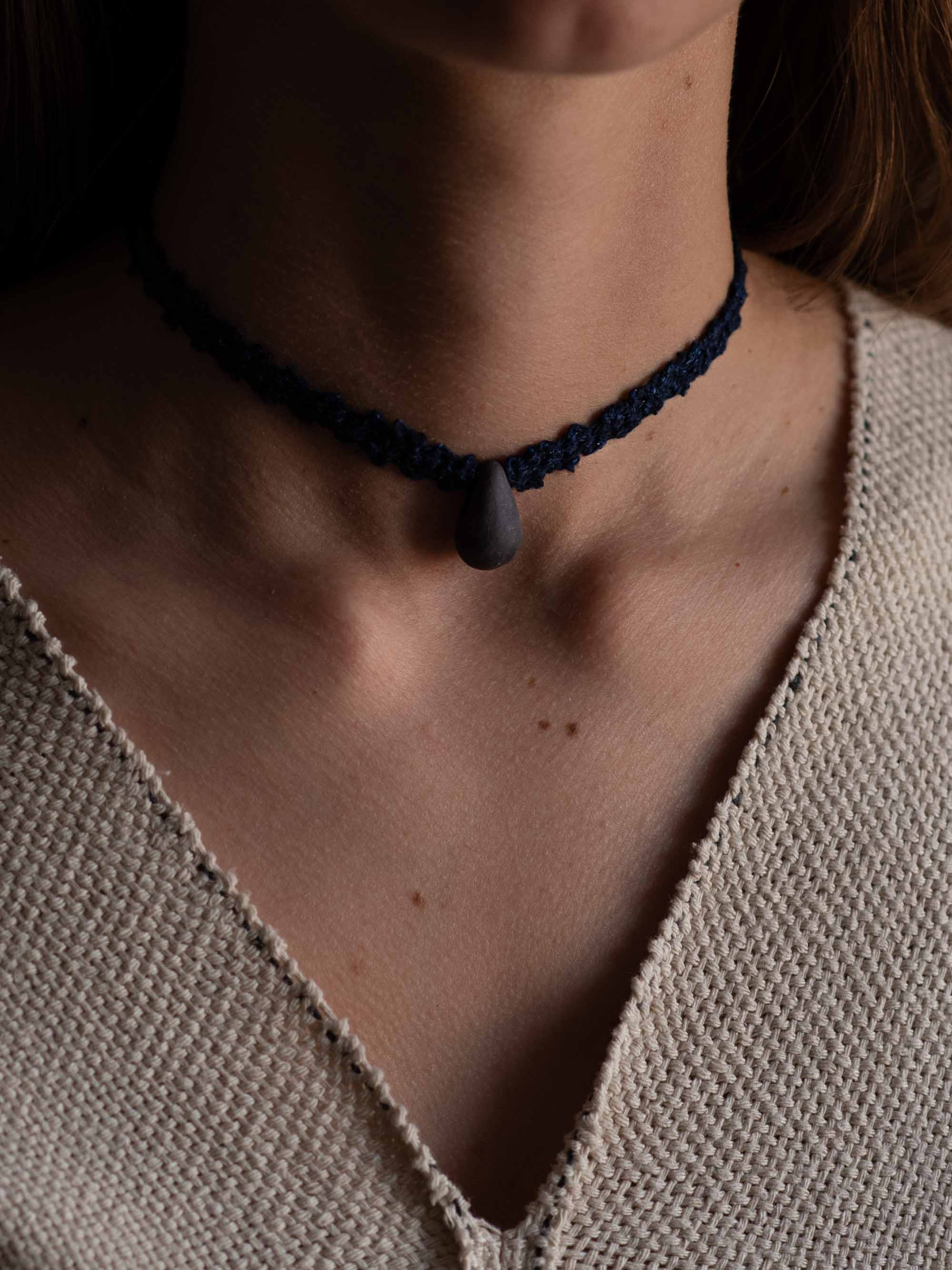 Single Drop Necklace - Indigo