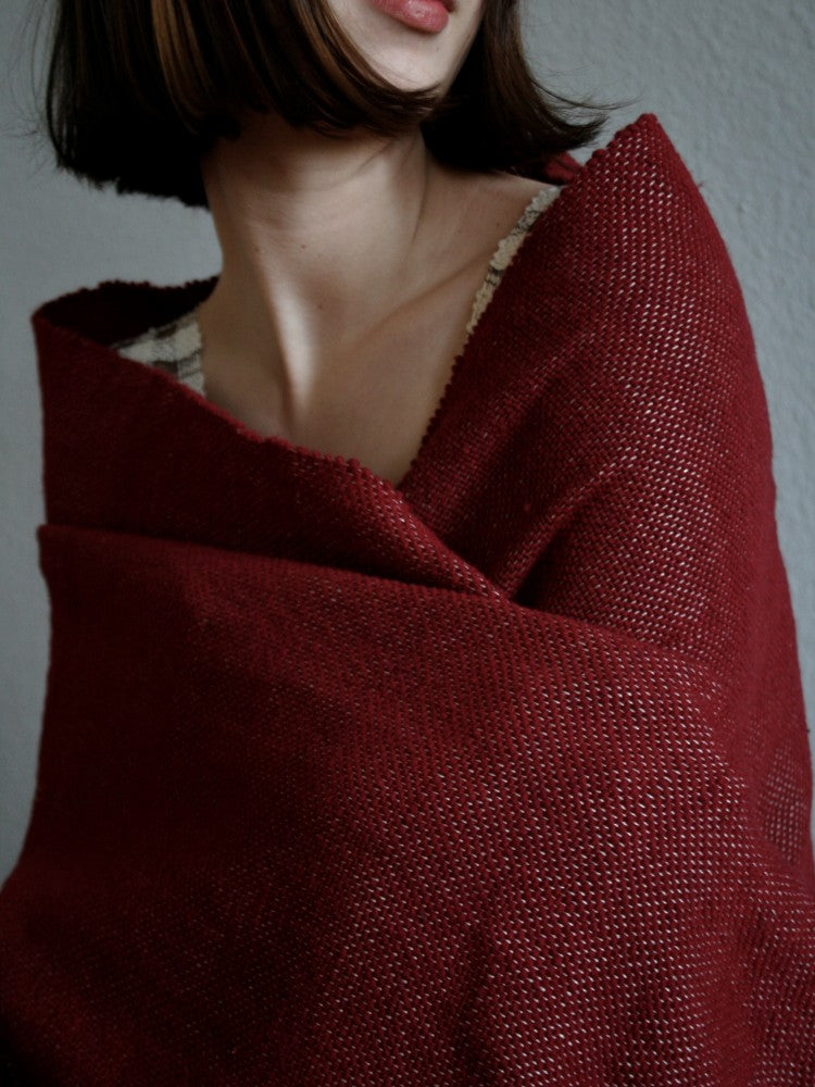 Natural Dye Shawl - Cochineal & Brown Trim