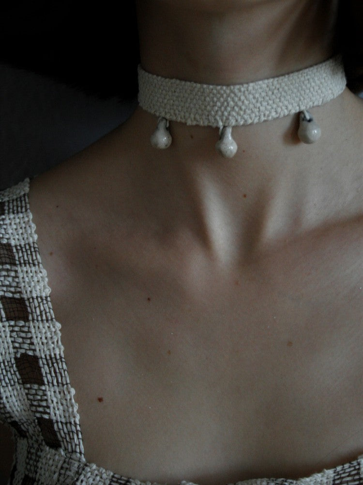 Plain Weave Tri Drop Collar - Off White