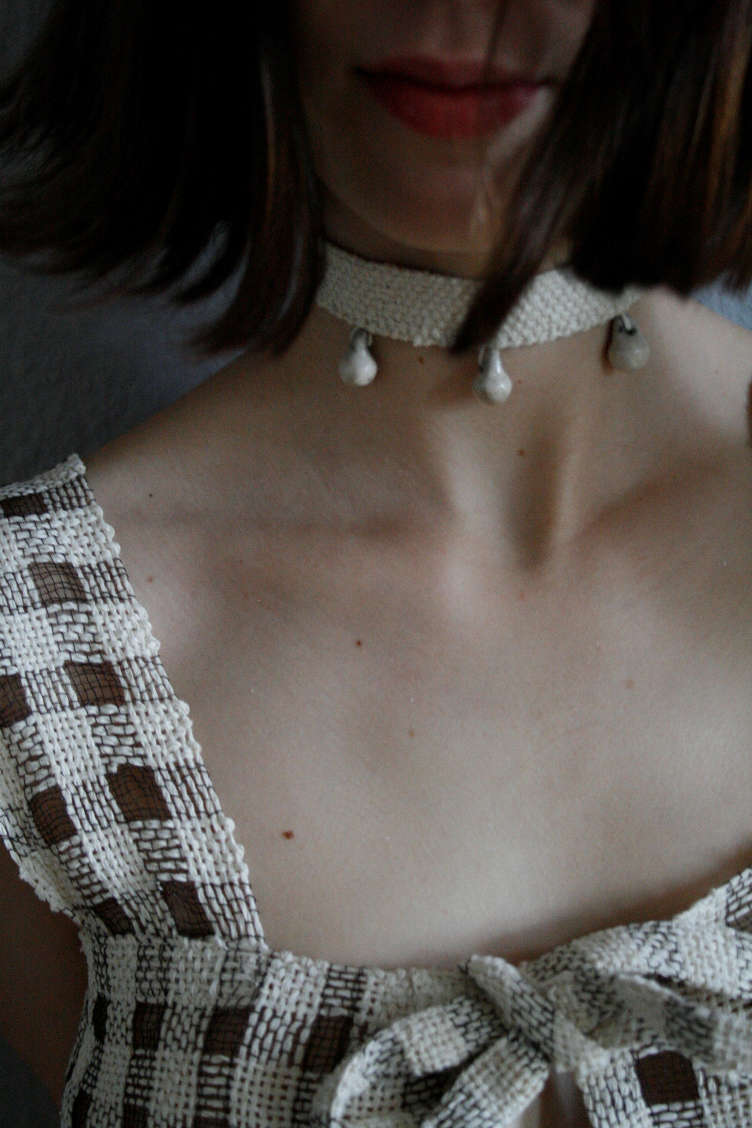 Plain Weave Tri Drop Collar - Off White