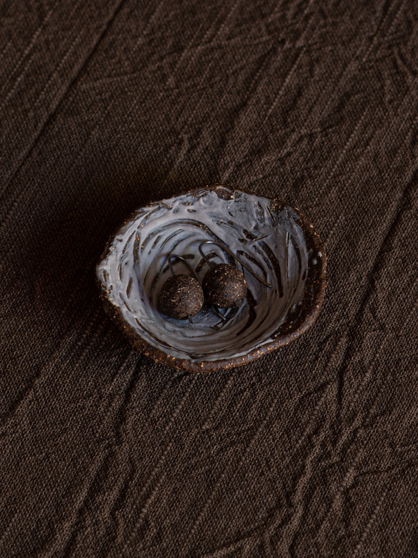 Stoneware Drop Earrings - Circles