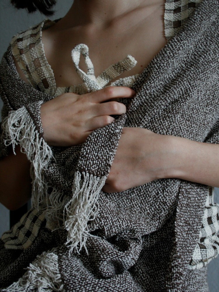 Mujo by elizabeth leslie silk curl shawl walnut