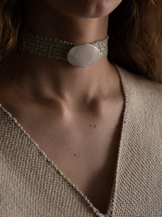 Oval Buckle Collar - Linen