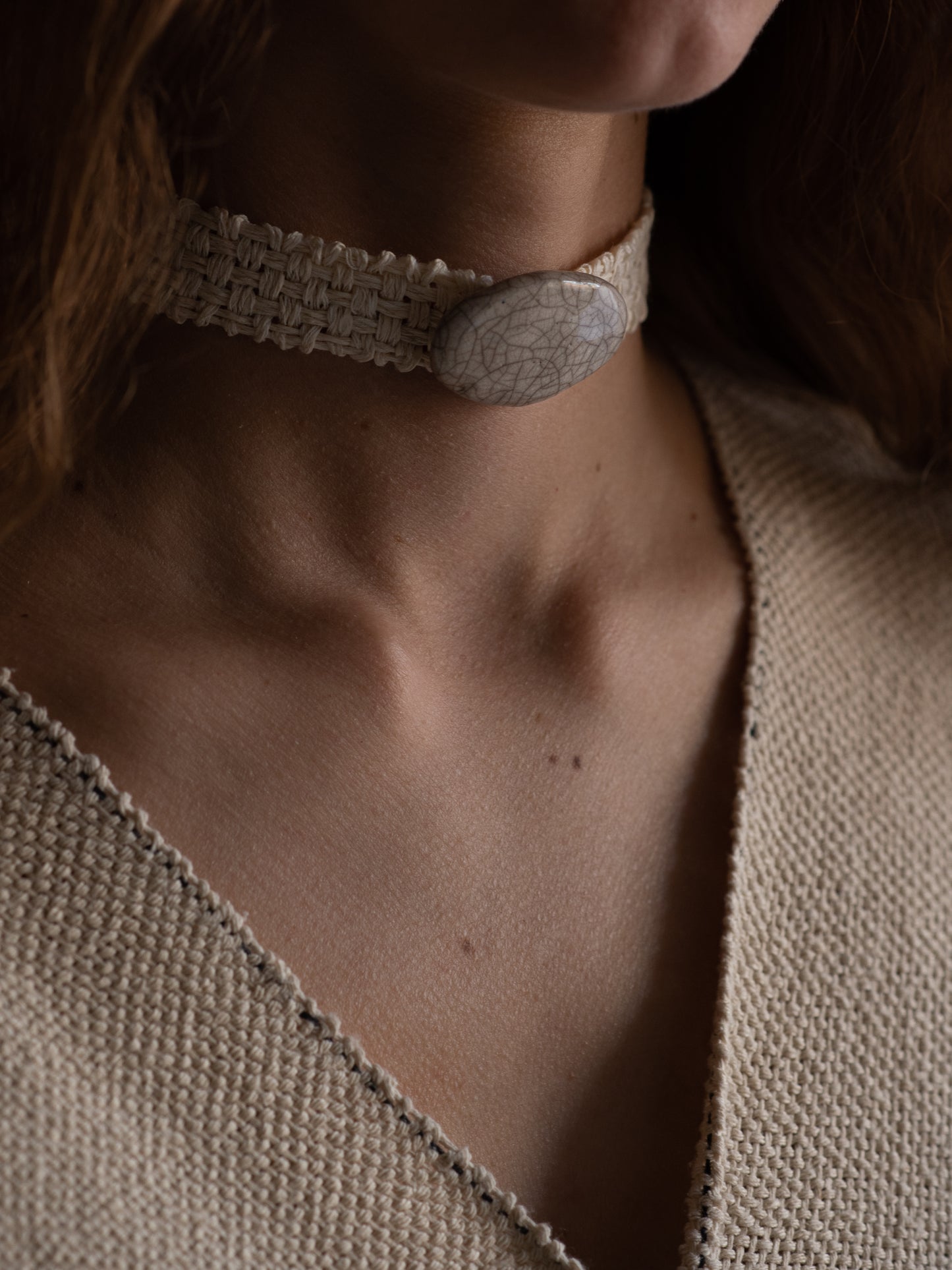 Oval Buckle Collar - Off White
