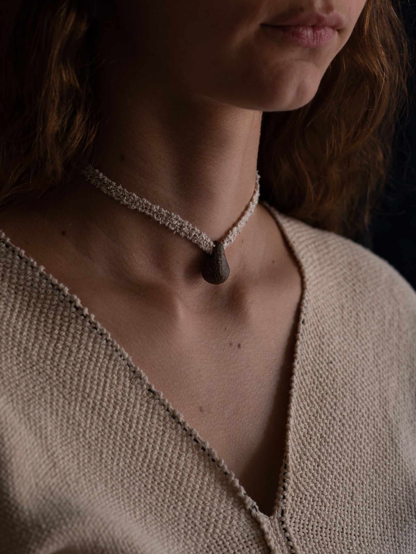 Single Drop Necklace - Linen