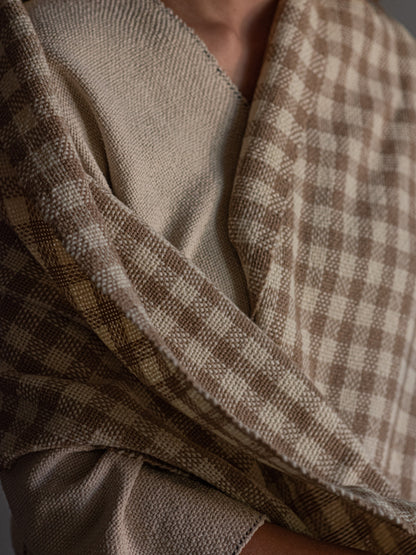 Check Scarf - Beige/Ecru