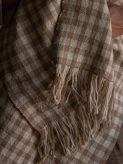 Check Scarf - Beige/Ecru