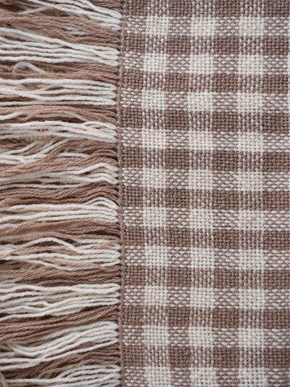 Mujo by elizabeth leslie check scarf beige ecru