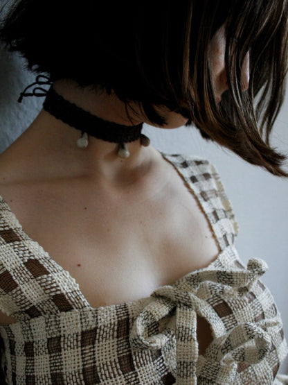 Lace Tri Drop Collar - Umber