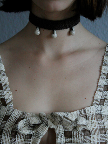 Plain Weave Tri Drop Collar - Umber