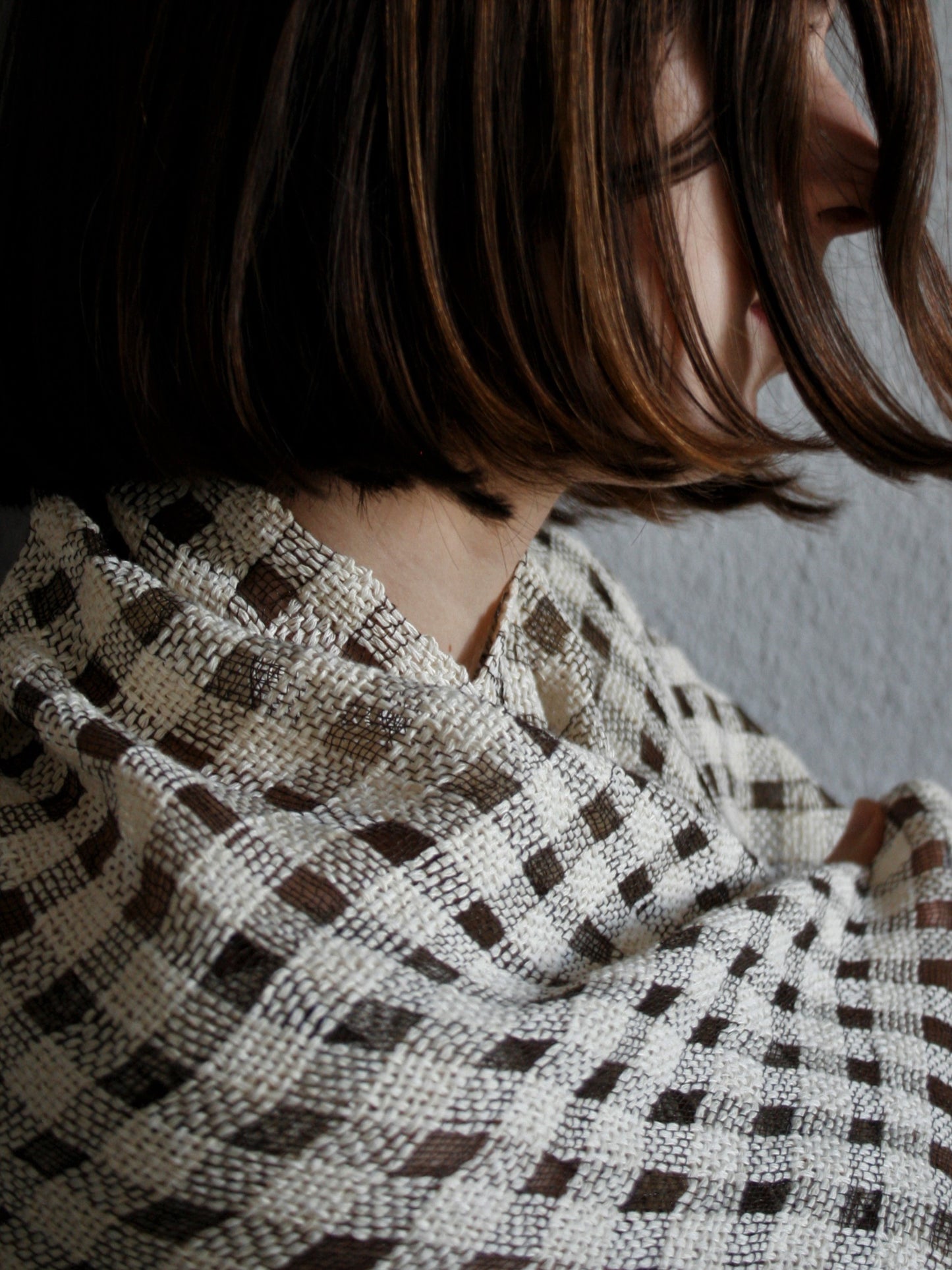 Steel and Paper Check Shawl