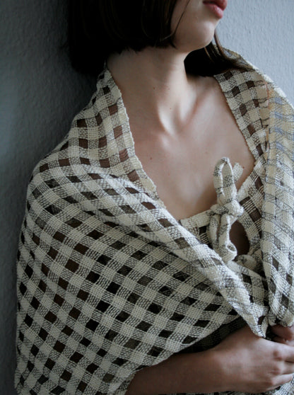 Steel and Paper Check Shawl