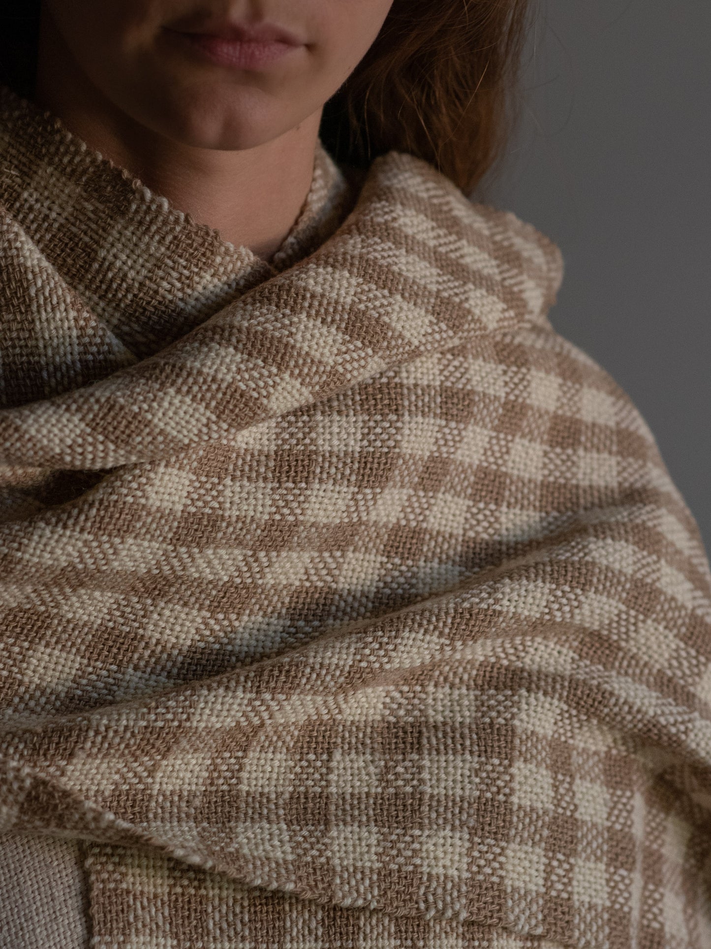 Check Scarf - Beige/Ecru