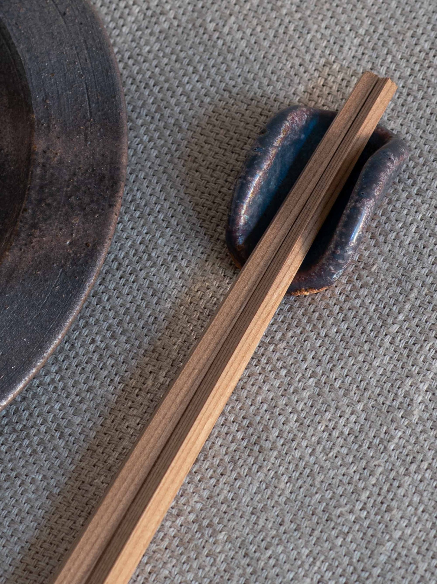 Handbuilt Ceramic Chopstick Rest - Blue