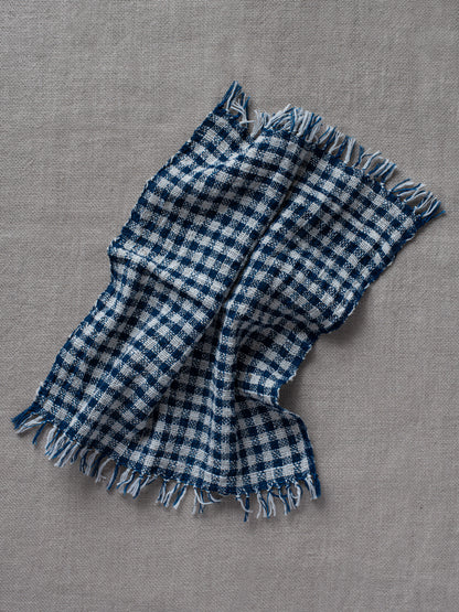 Handwoven Face Towel - Indigo Check