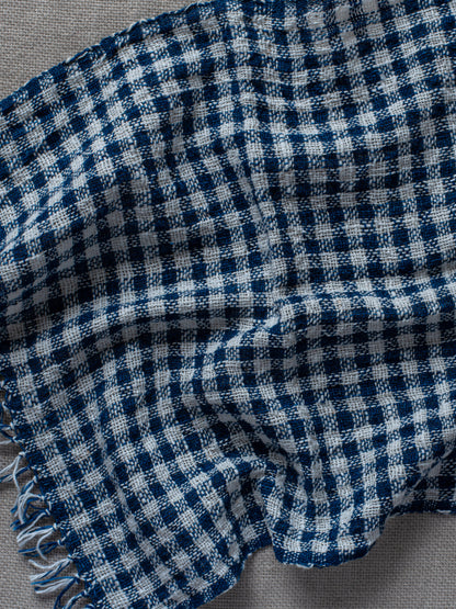 Handwoven Face Towel - Indigo Check