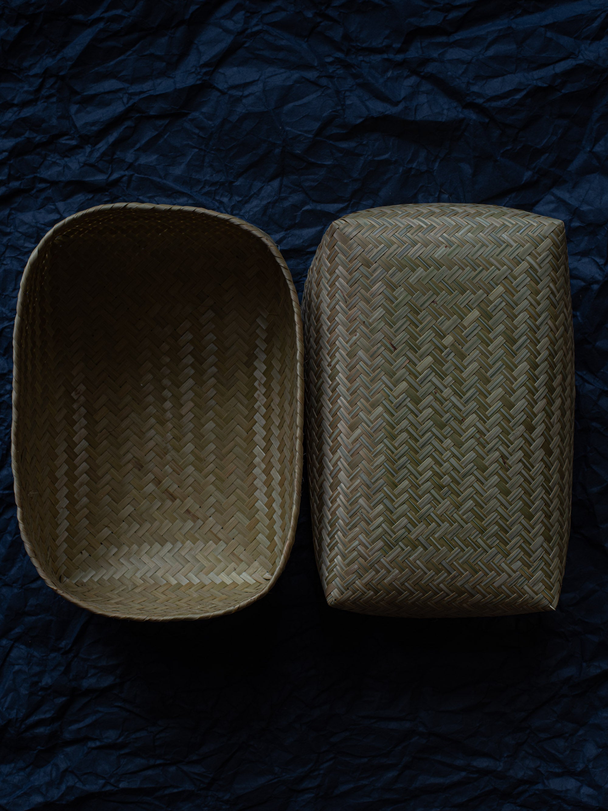 Bamboo Woven Storage Basket with Lid - Large