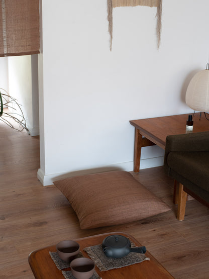 Ramie Japanese Floor Cushion - Persimmon