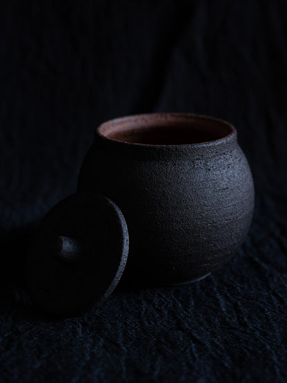 Lidded Salt Pot - Charcoal