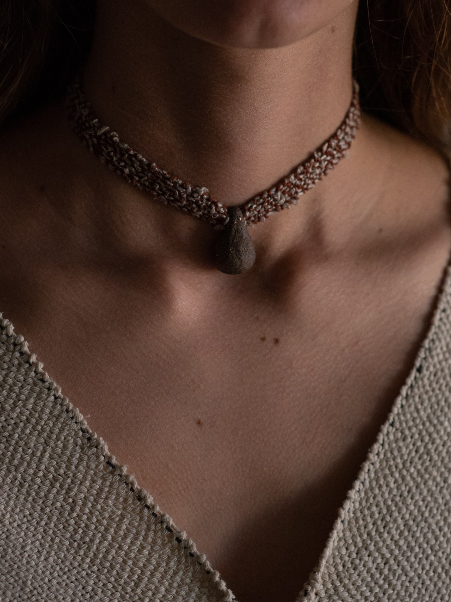 Large Single Drop Necklace - Rust