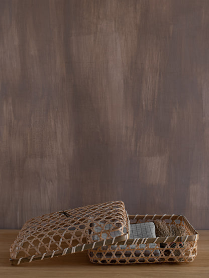 Open Weave Bamboo Basket with Lid