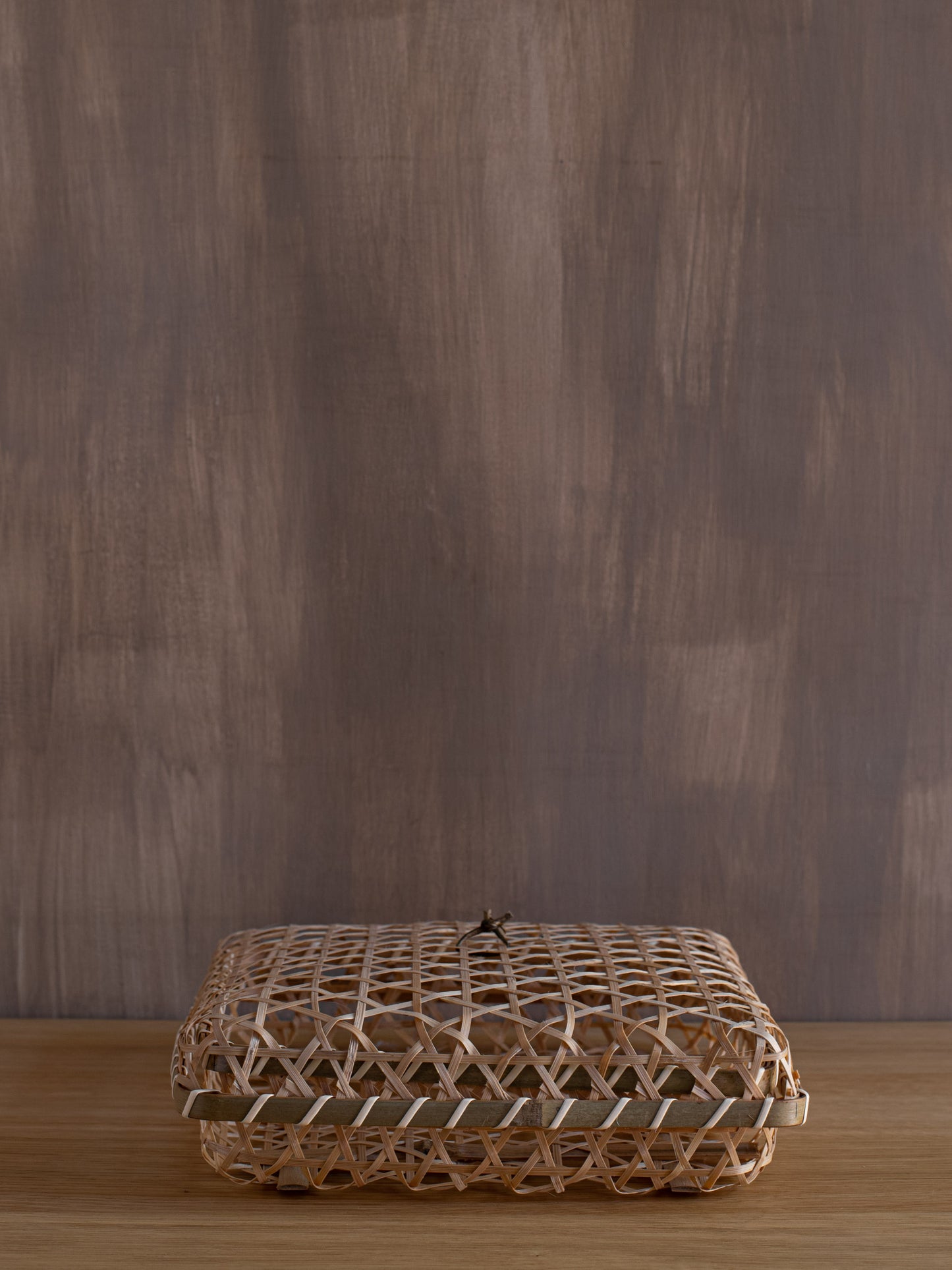 Open Weave Bamboo Basket with Lid