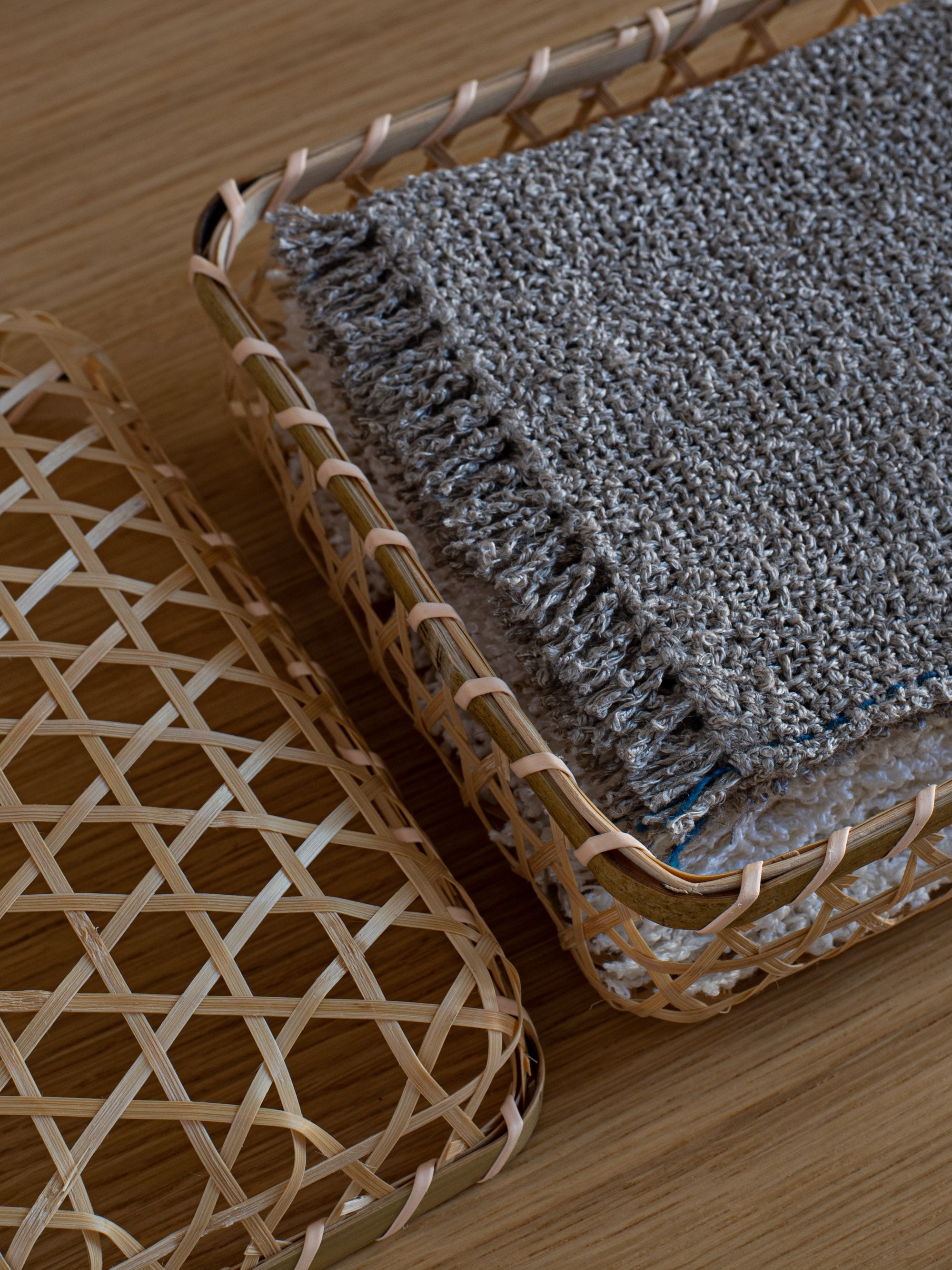 Open Weave Bamboo Basket with Lid