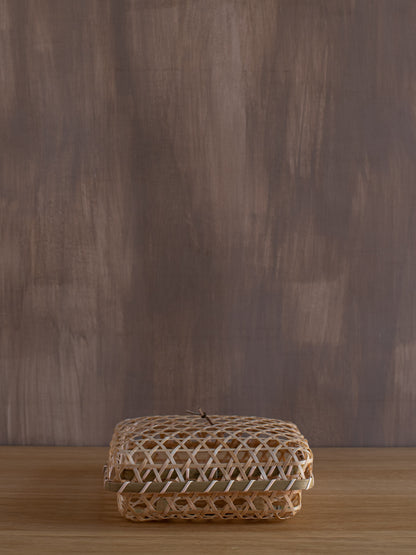 Open Weave Bamboo Basket with Lid
