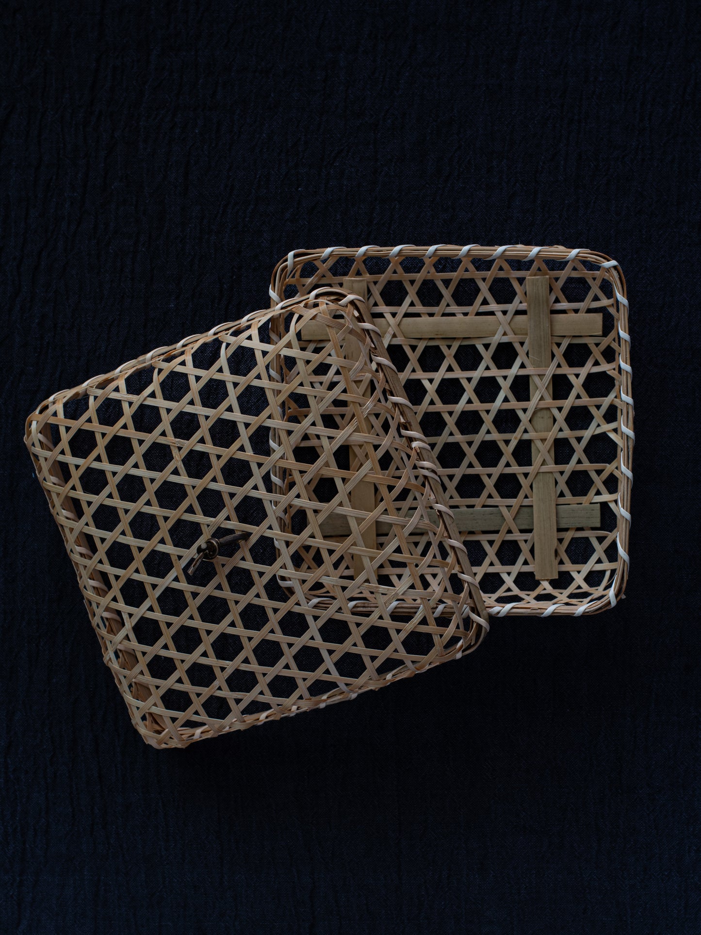 Open Weave Bamboo Basket with Lid