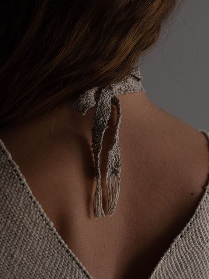 Large Single Drop Necklace - Linen