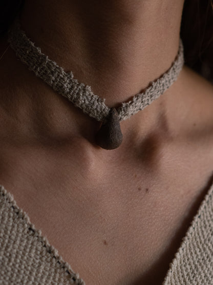 Large Single Drop Necklace - Linen