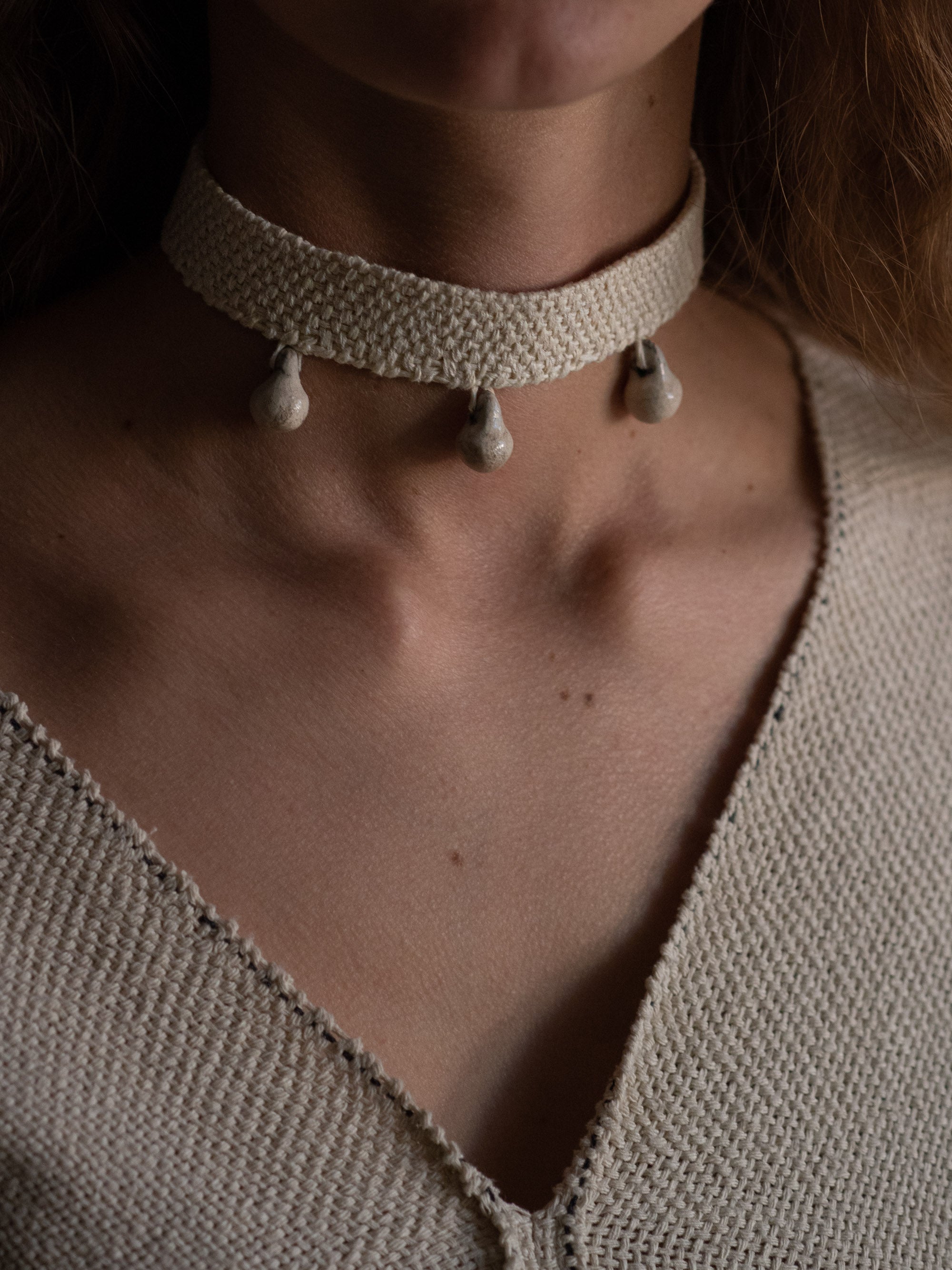 Plain Weave Tri Drop Collar - Off White